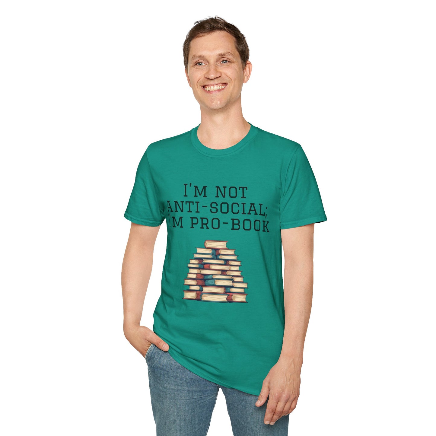 I'm Not Anti-Social I'm Pro Book Unisex Softstyle T-Shirt