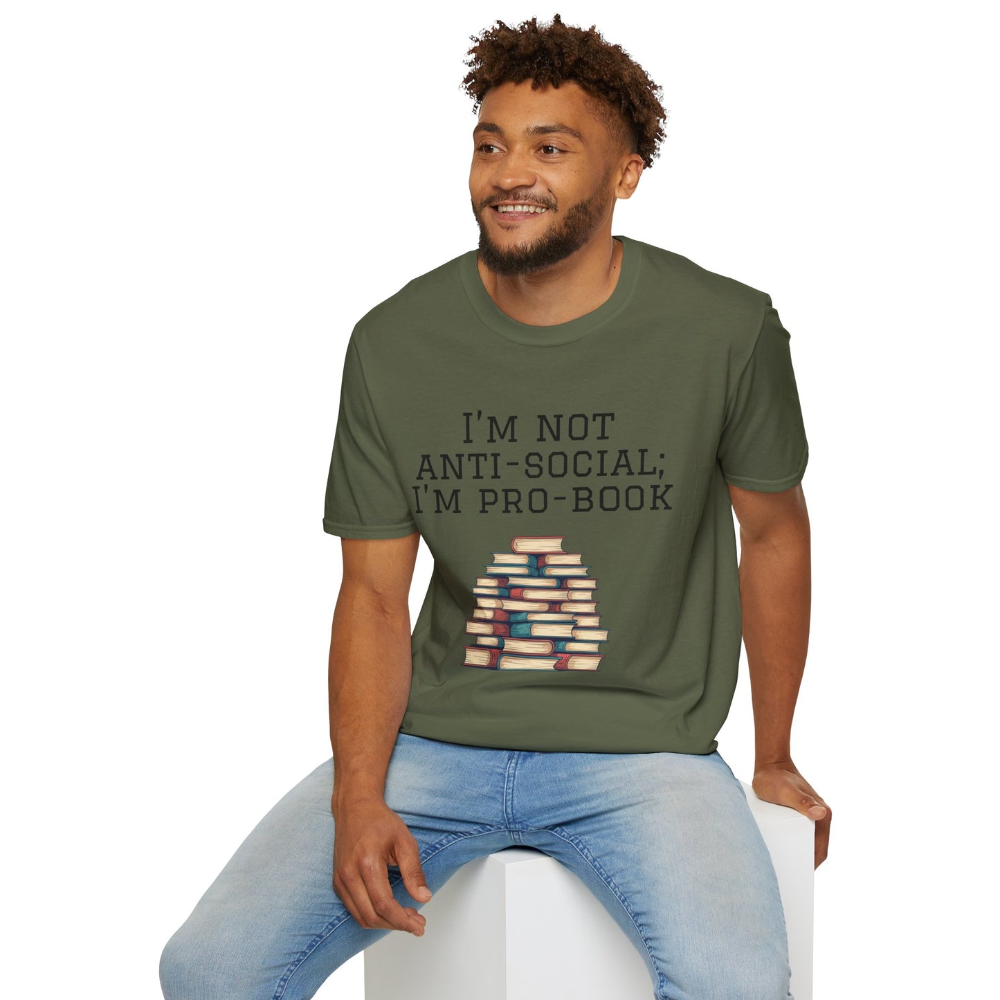 I'm Not Anti-Social I'm Pro Book Unisex Softstyle T-Shirt