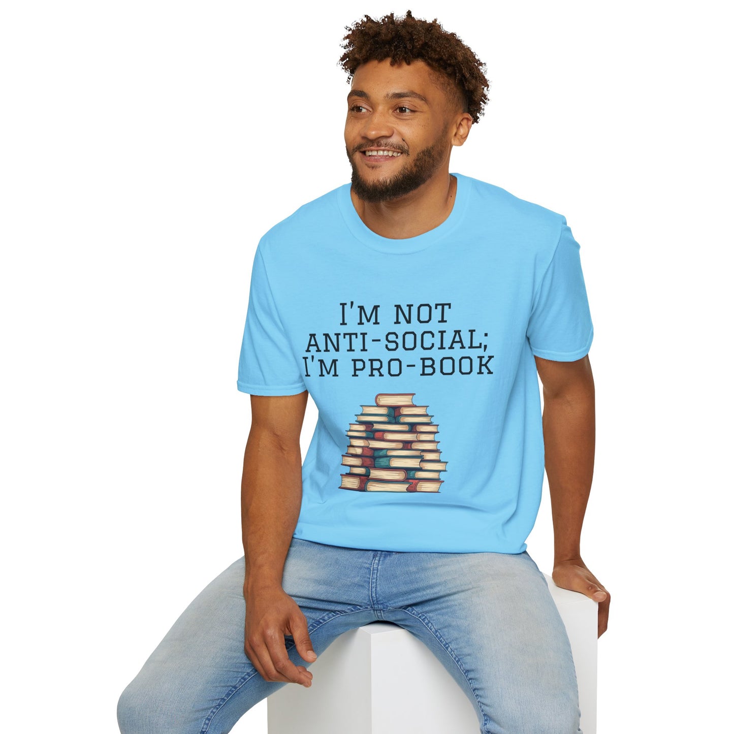 I'm Not Anti-Social I'm Pro Book Unisex Softstyle T-Shirt