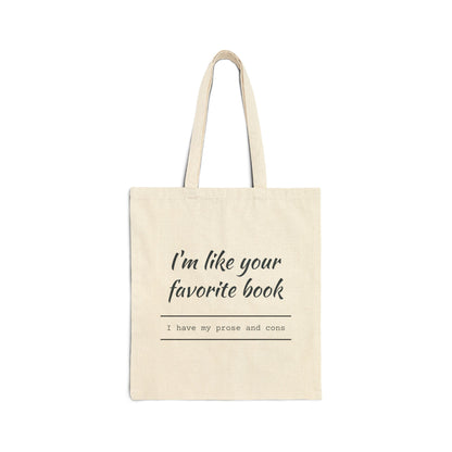 Prose and Cons Cotton Canvas Tote Bag